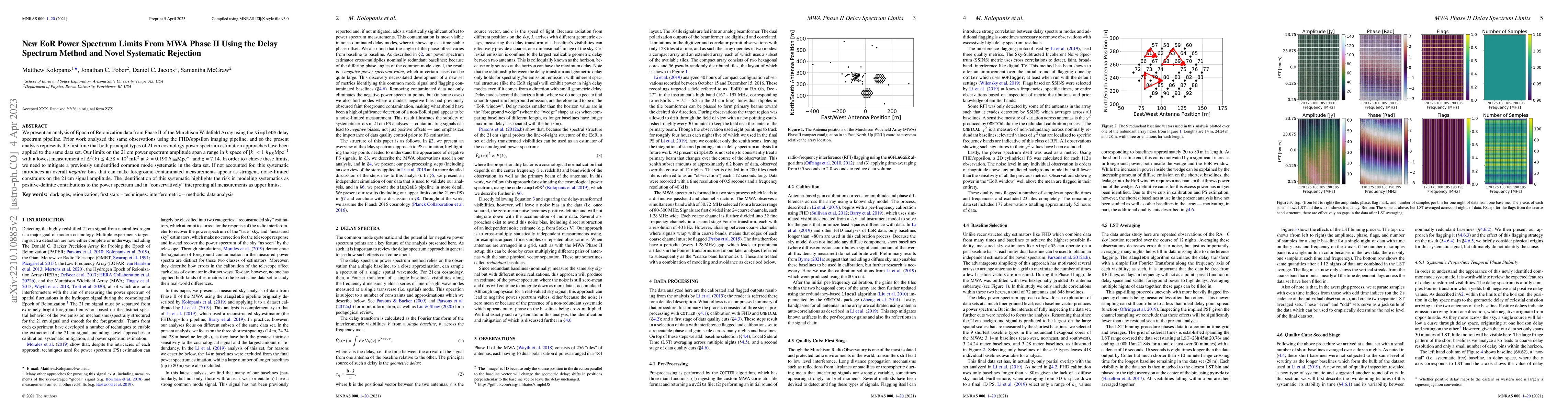 Thumbnail for New EoR Power Spectrum Limits From MWA Phase II Using the Delay Spectrum
  Method and Novel Systematic Rejection