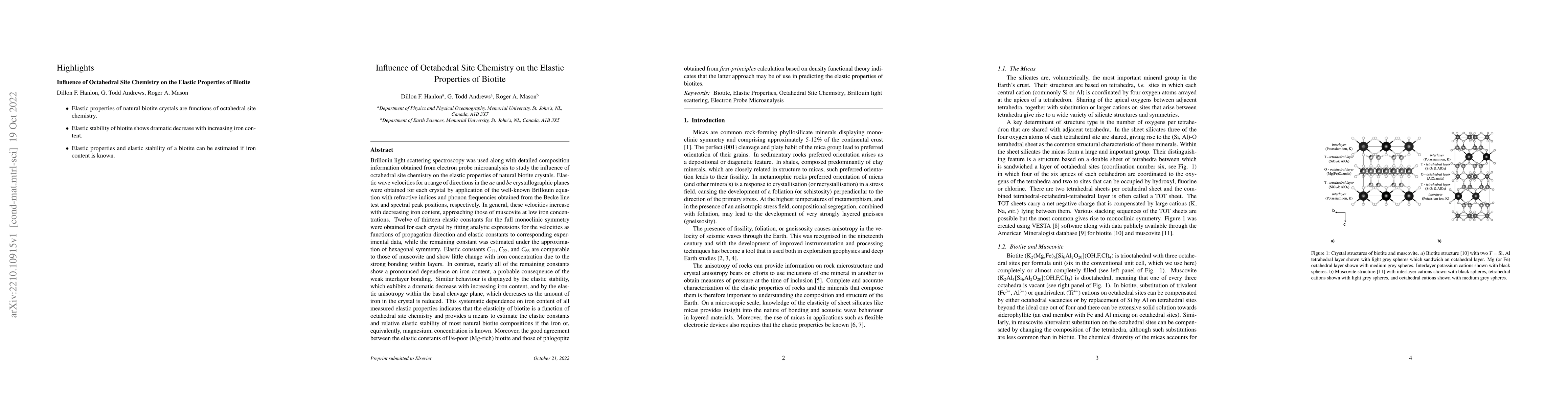 Thumbnail for Influence of Octahedral Site Chemistry on the Elastic Properties of
  Biotite