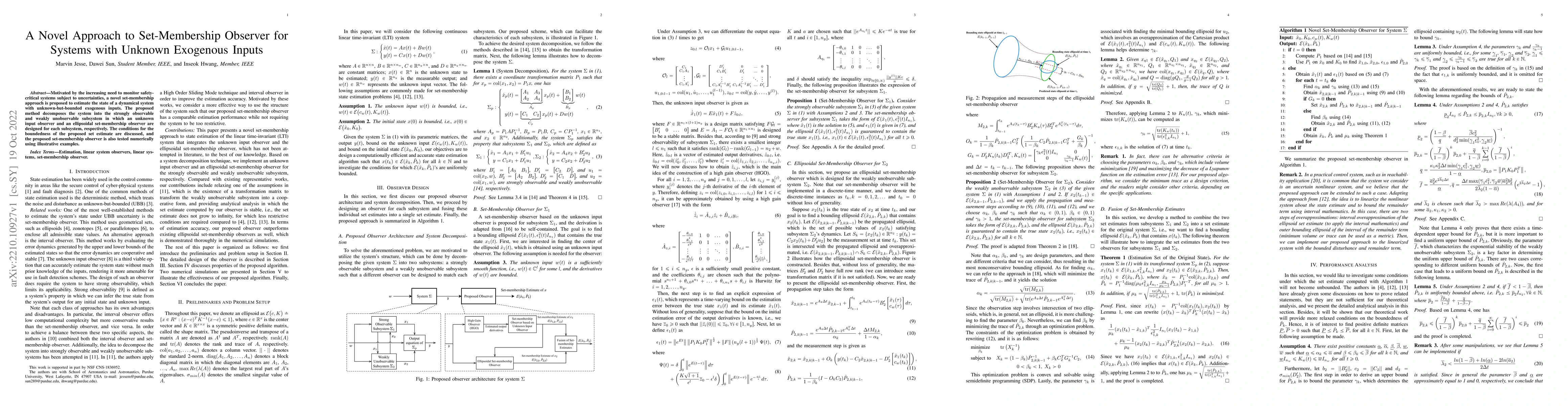 Thumbnail for A Novel Approach to Set-Membership Observer for Systems with Unknown
  Exogenous Inputs