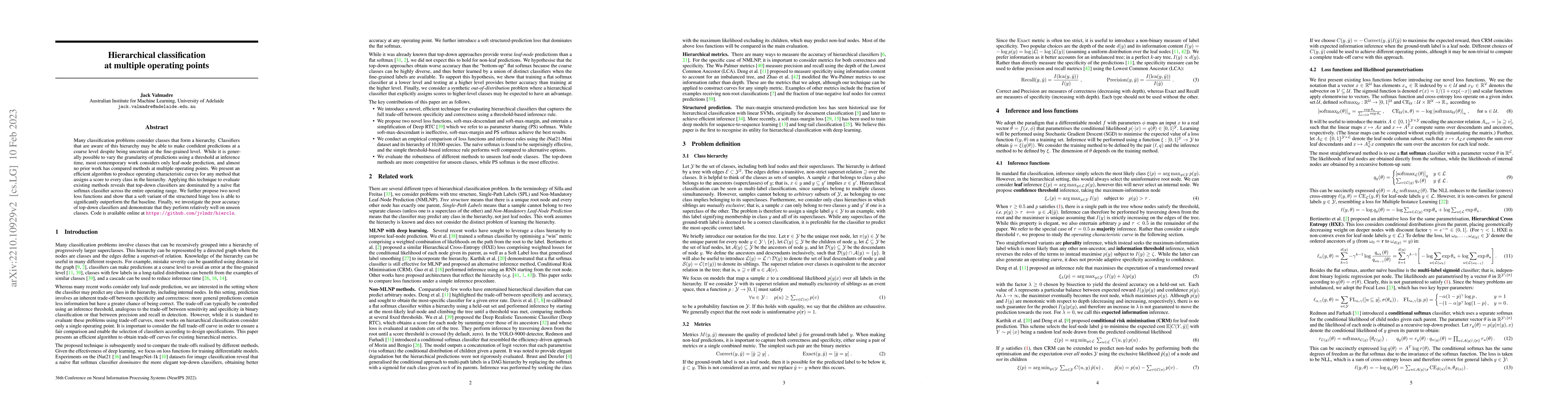 Thumbnail for Hierarchical classification at multiple operating points