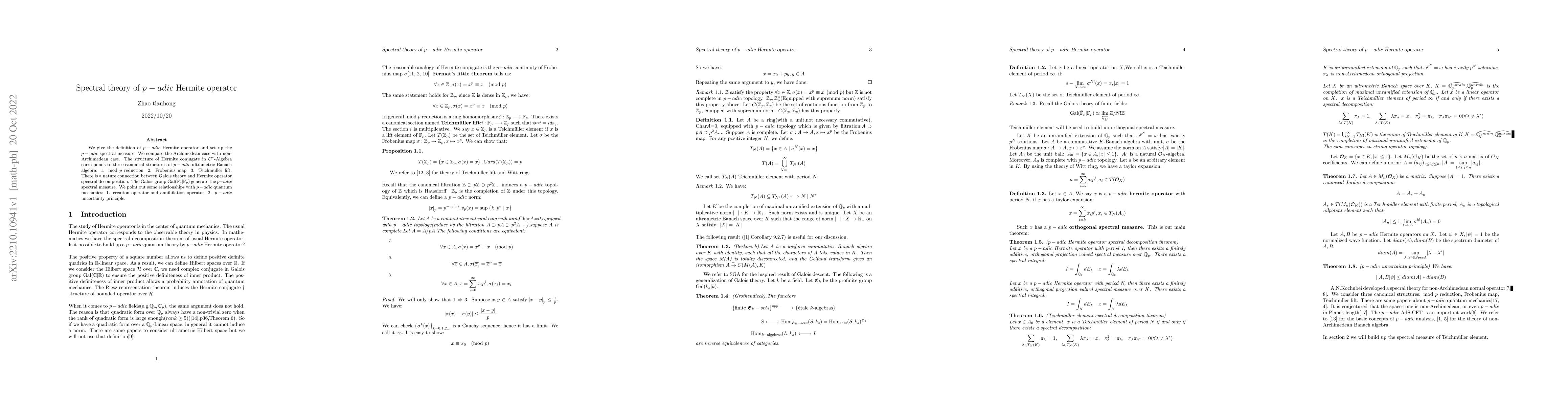 Thumbnail for Spectral theory of $p-adic$ Hermite operator