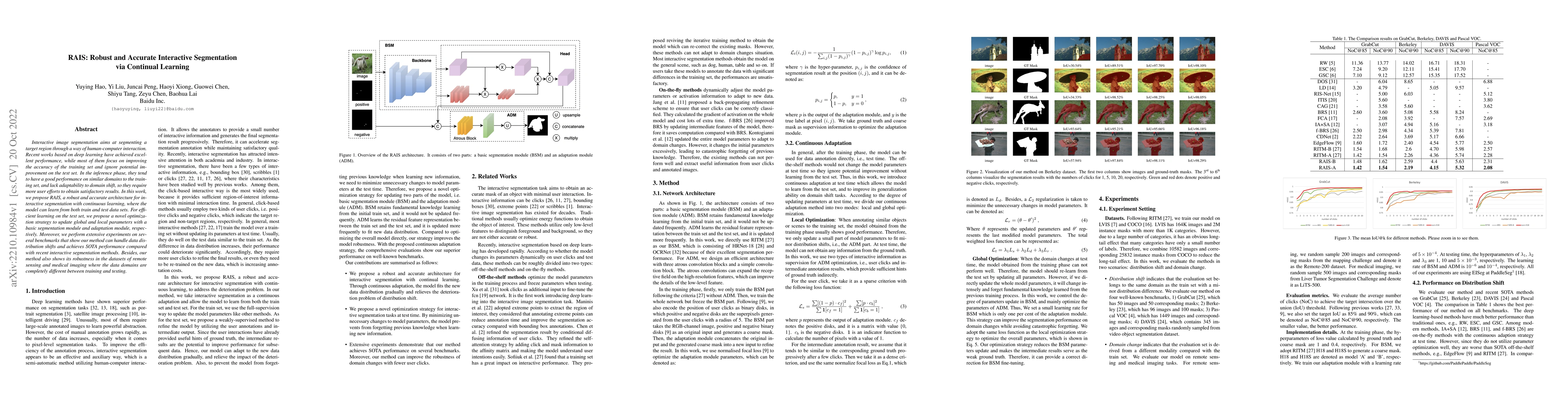 Thumbnail for RAIS: Robust and Accurate Interactive Segmentation via Continual
  Learning