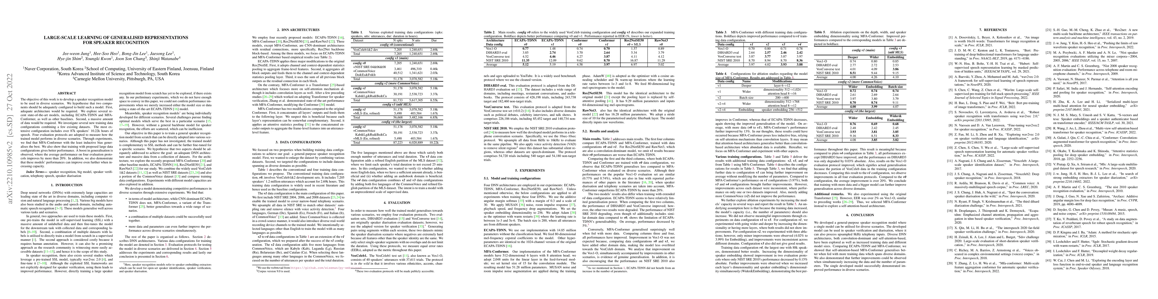 Thumbnail for Large-scale learning of generalised representations for speaker
  recognition