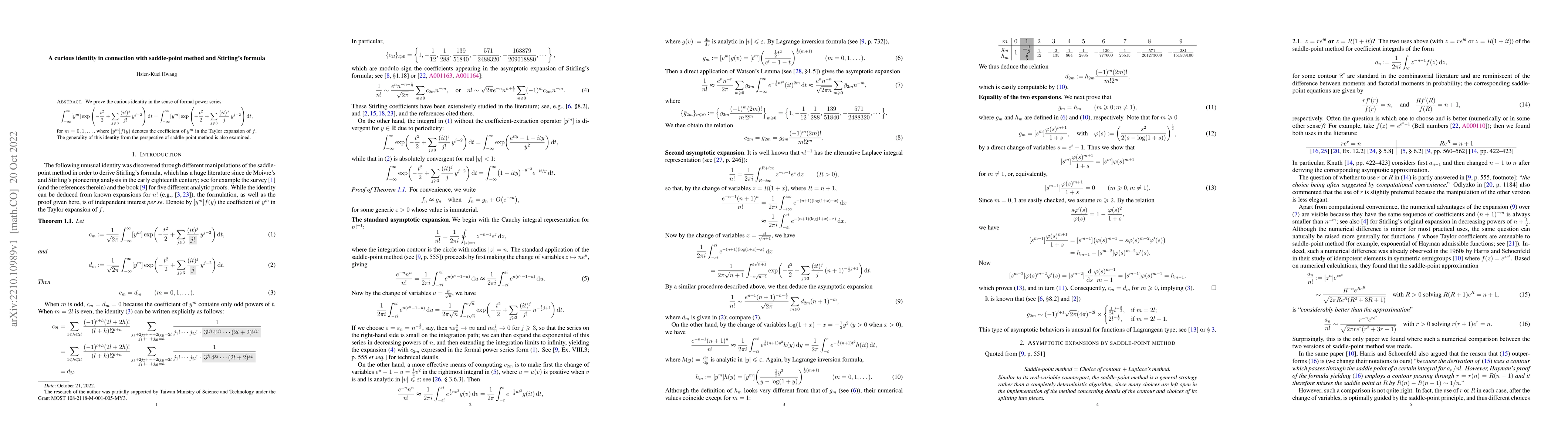 Thumbnail for A curious identity in connection with saddle-point method and Stirling's
  formula