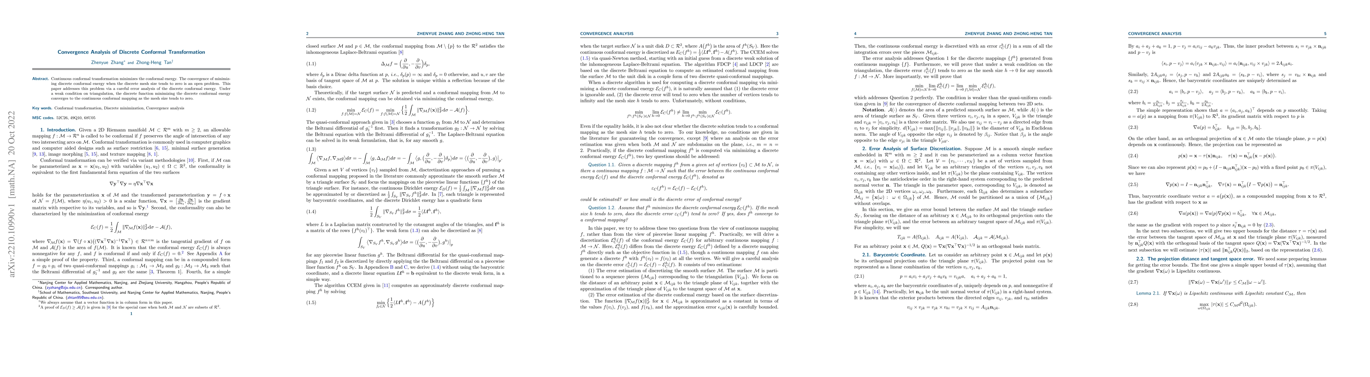 Thumbnail for Convergence Analysis of Discrete Conformal Transformation