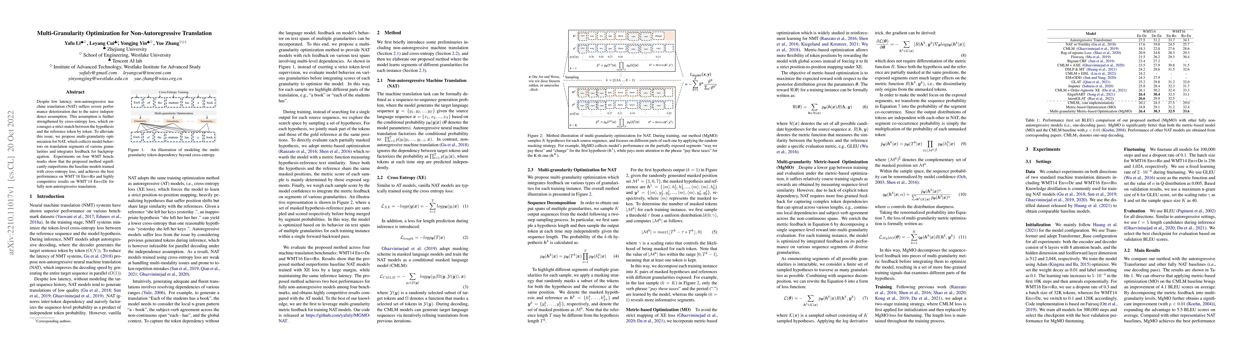 Thumbnail for Multi-Granularity Optimization for Non-Autoregressive Translation