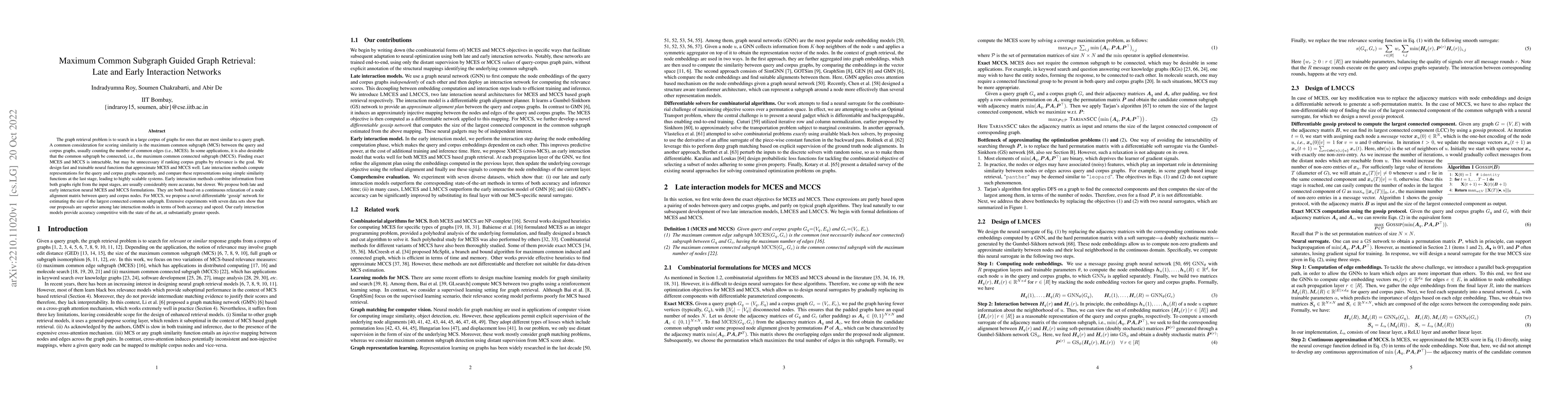 Thumbnail for Maximum Common Subgraph Guided Graph Retrieval: Late and Early
  Interaction Networks