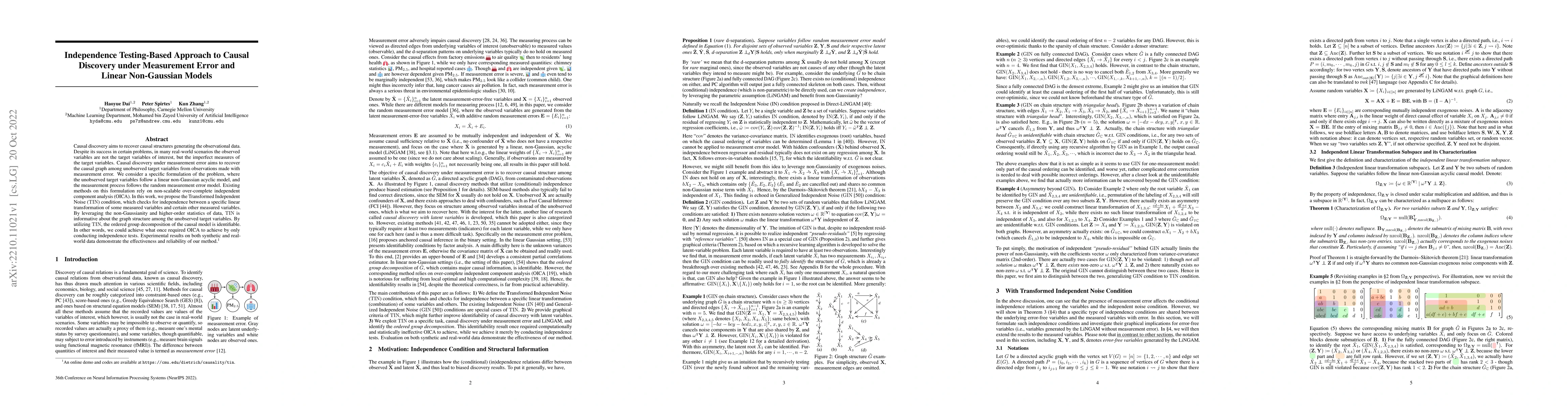 Thumbnail for Independence Testing-Based Approach to Causal Discovery under
  Measurement Error and Linear Non-Gaussian Models