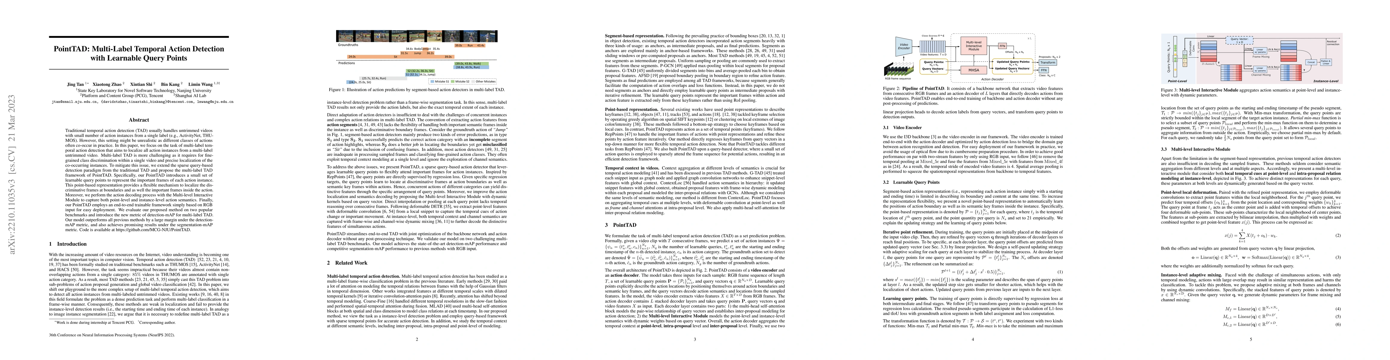 Thumbnail for PointTAD: Multi-Label Temporal Action Detection with Learnable Query
  Points