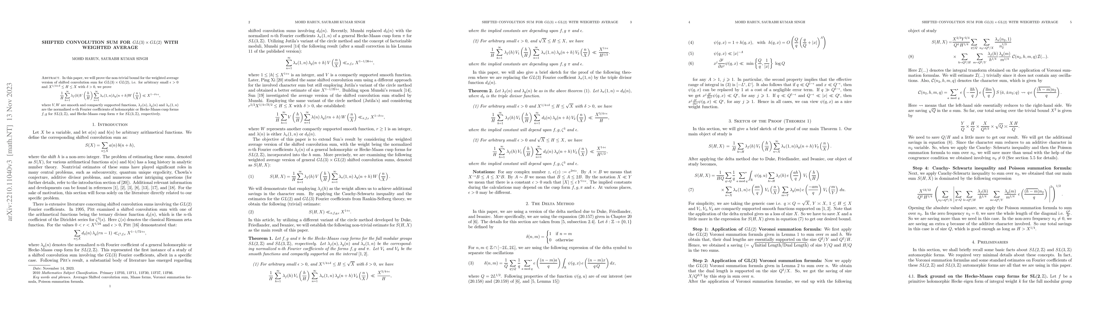 Thumbnail for Shifted Convolution Sum for $GL(3) \times GL(2)$ with Weighted Average