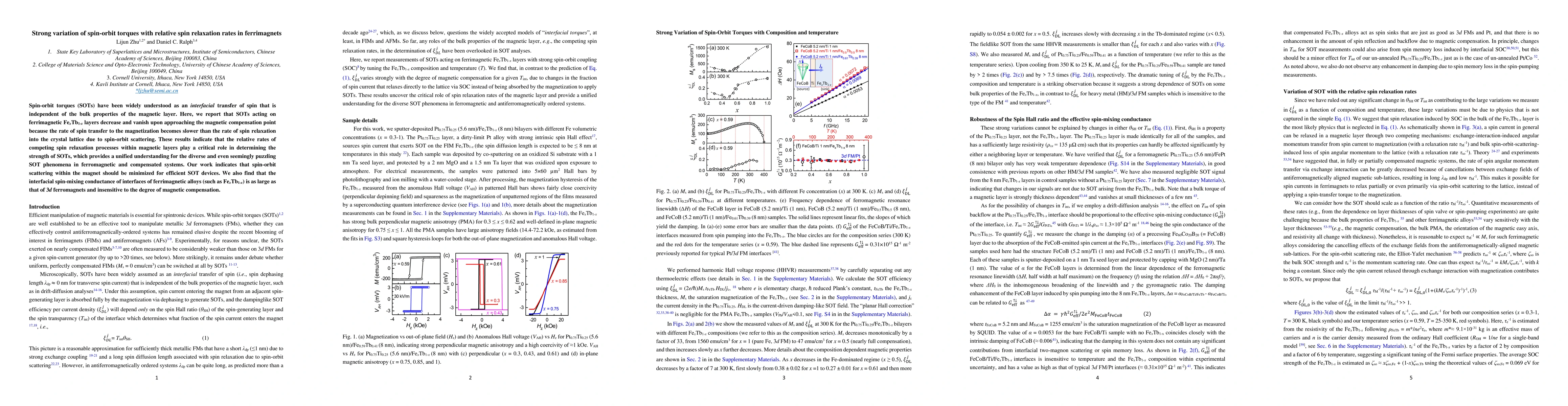 Thumbnail for Strong variation of spin-orbit torques with relative spin relaxation
  rates in ferrimagnets