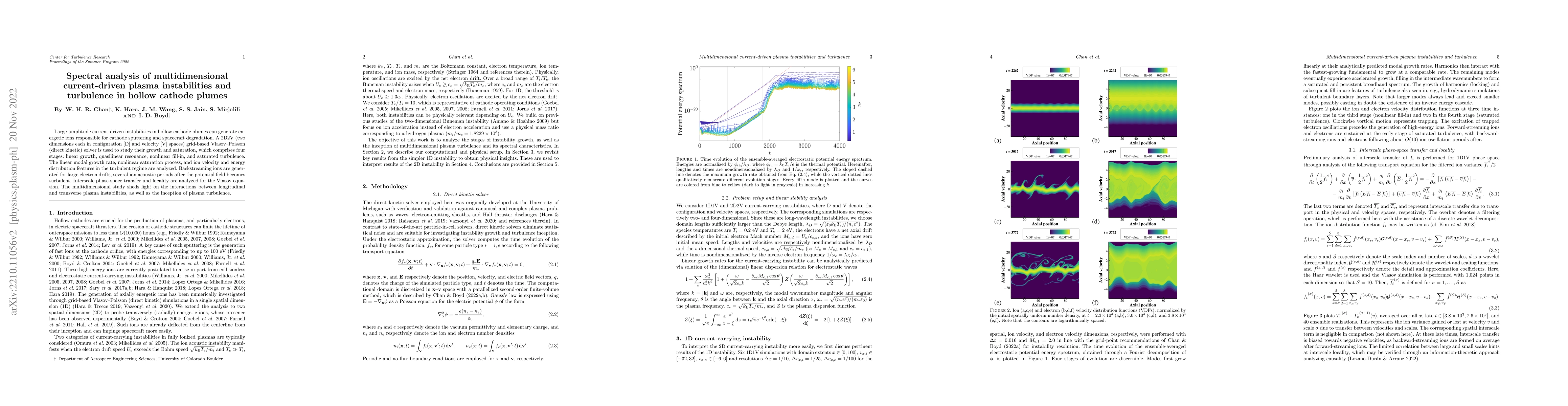 Thumbnail for Spectral analysis of multidimensional current-driven plasma
  instabilities and turbulence in hollow cathode plumes