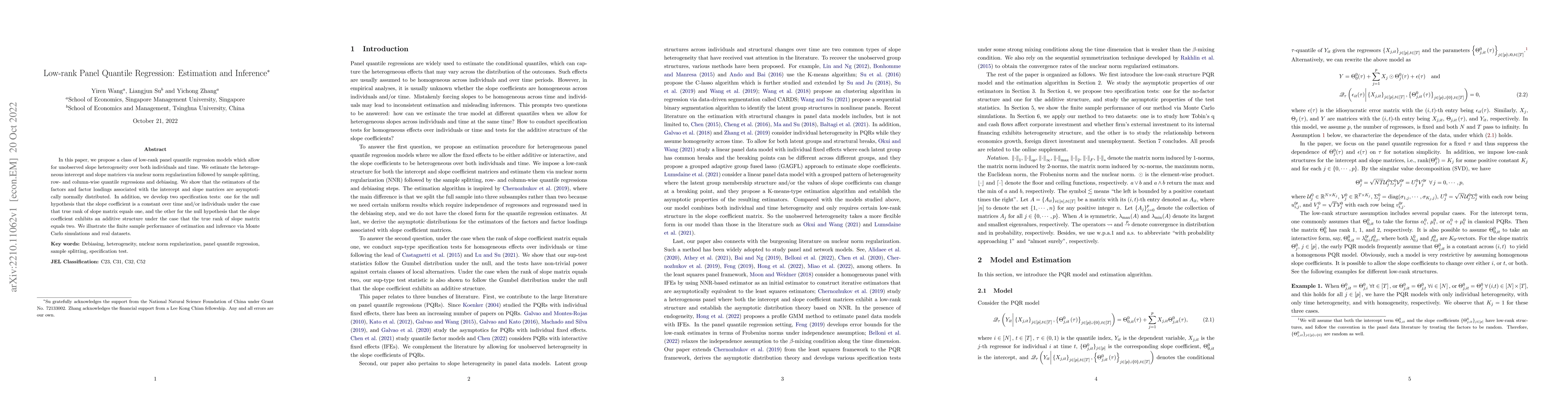 Thumbnail for Low-rank Panel Quantile Regression: Estimation and Inference