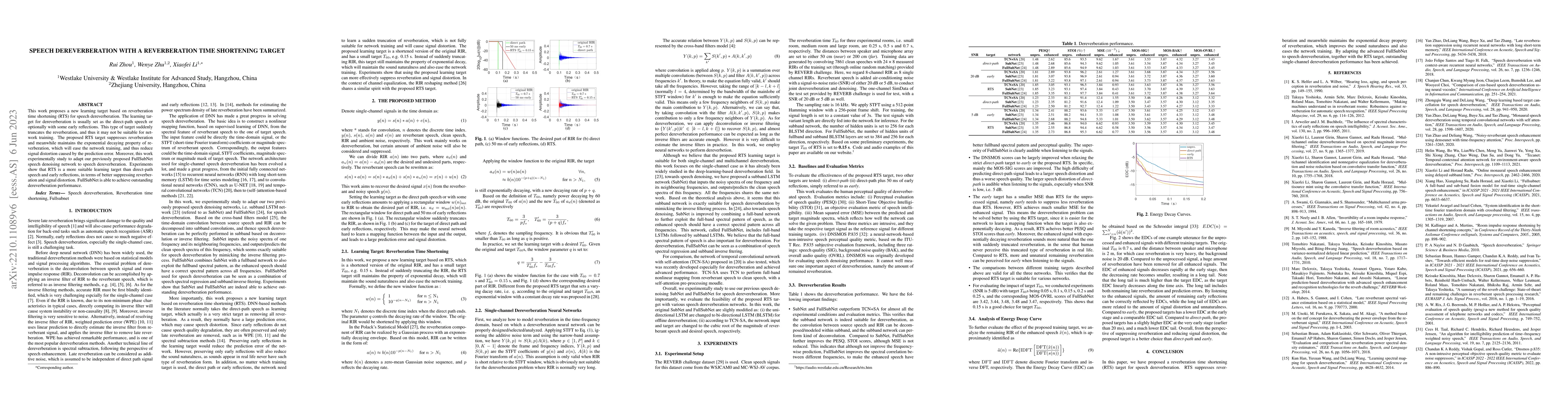 Thumbnail for Speech Dereverberation with a Reverberation Time Shortening Target