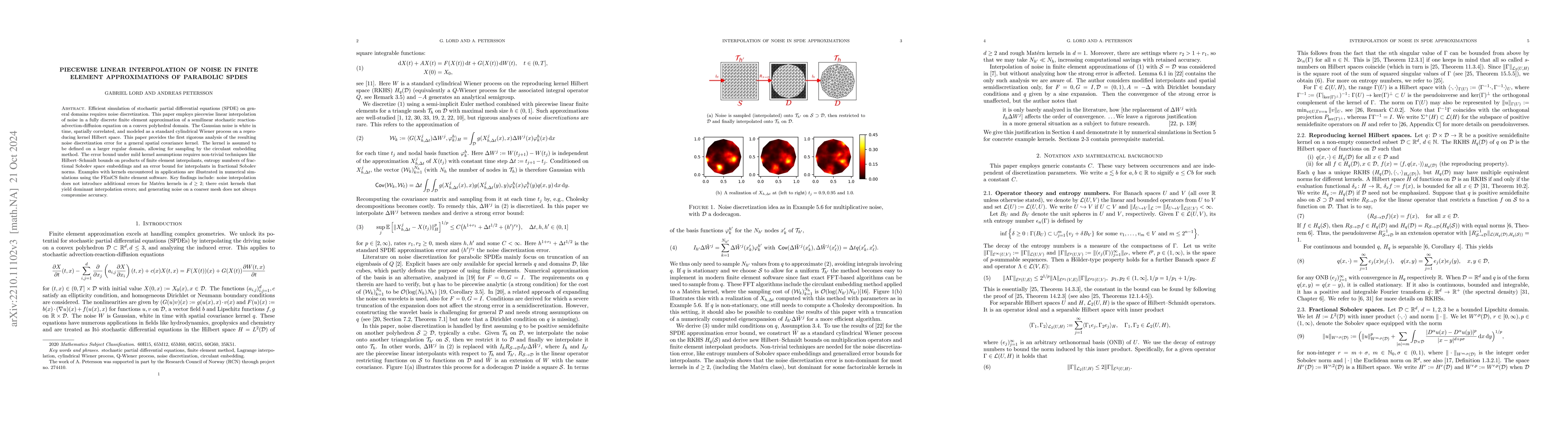 Thumbnail for Piecewise linear interpolation of noise in finite element approximations
  of parabolic SPDEs
