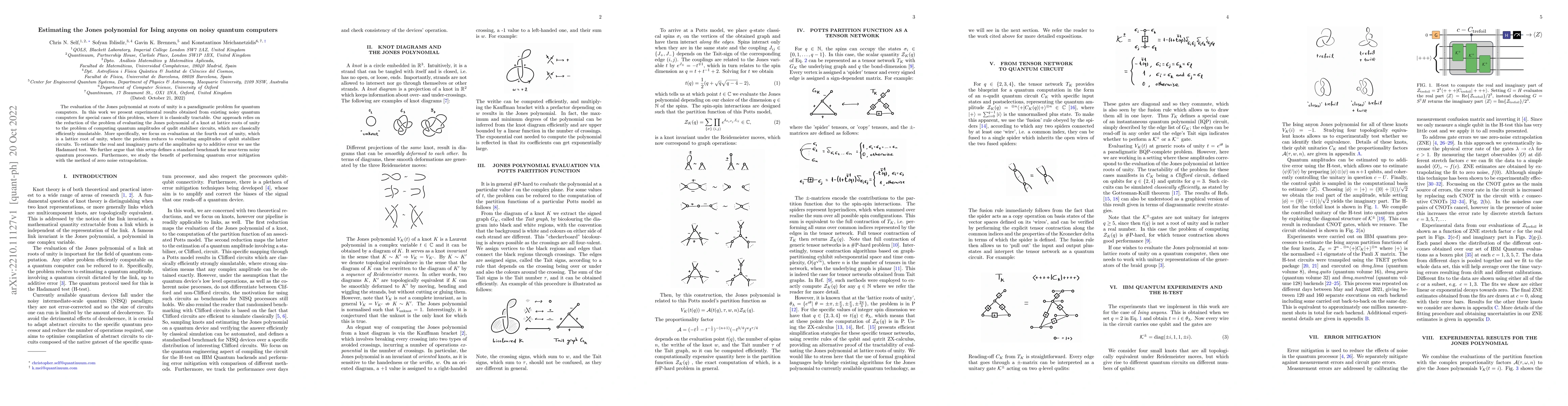 Thumbnail for Estimating the Jones polynomial for Ising anyons on noisy quantum
  computers