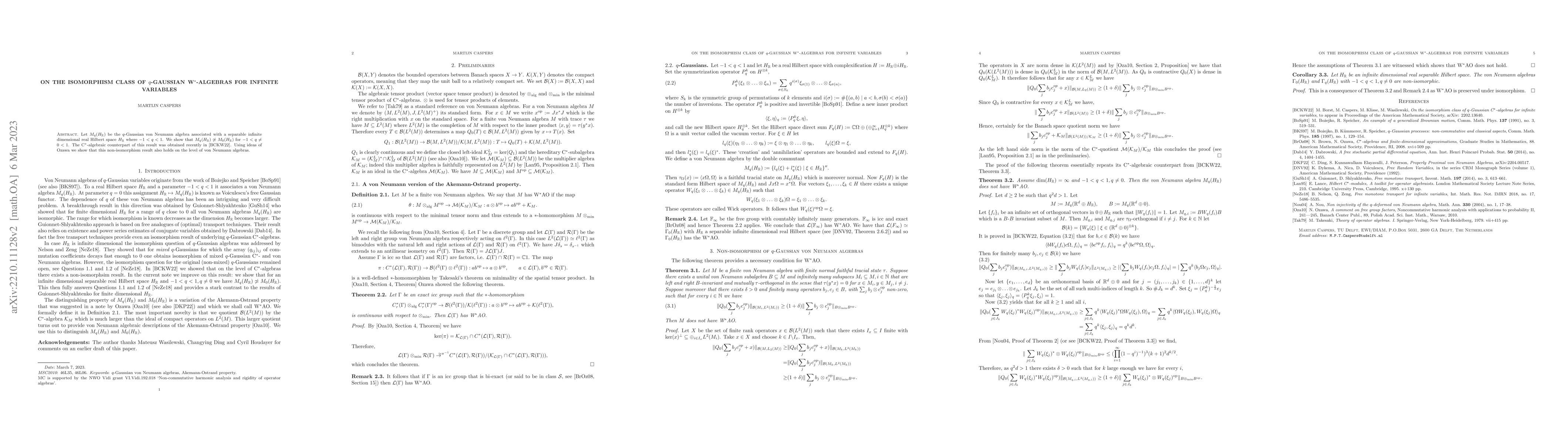 Thumbnail for On the isomorphism class of $q$-Gaussian W$^\ast$-algebras for infinite
  variables