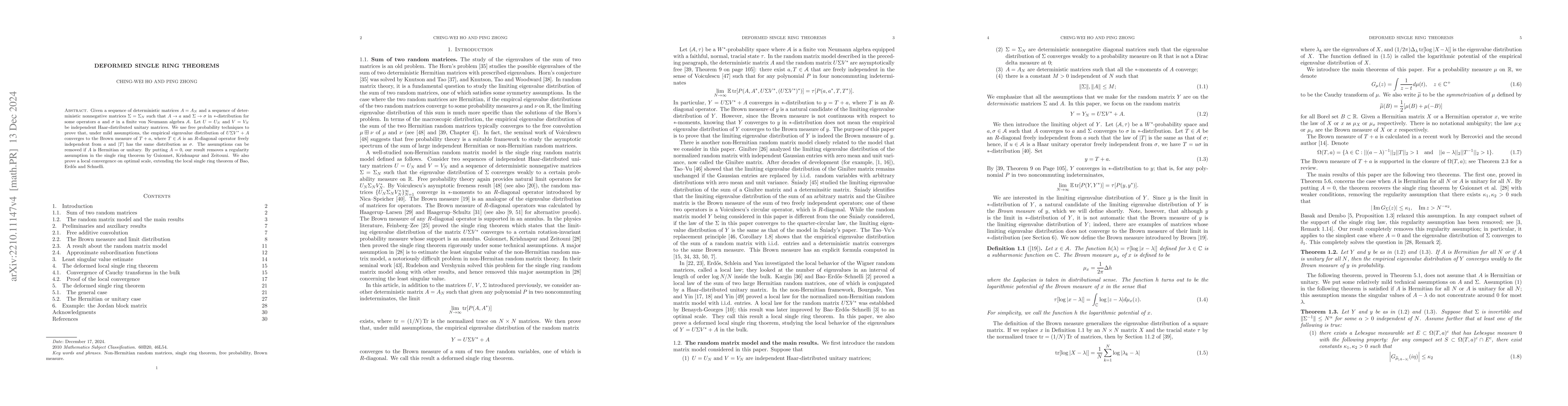 Thumbnail for Deformed single ring theorems