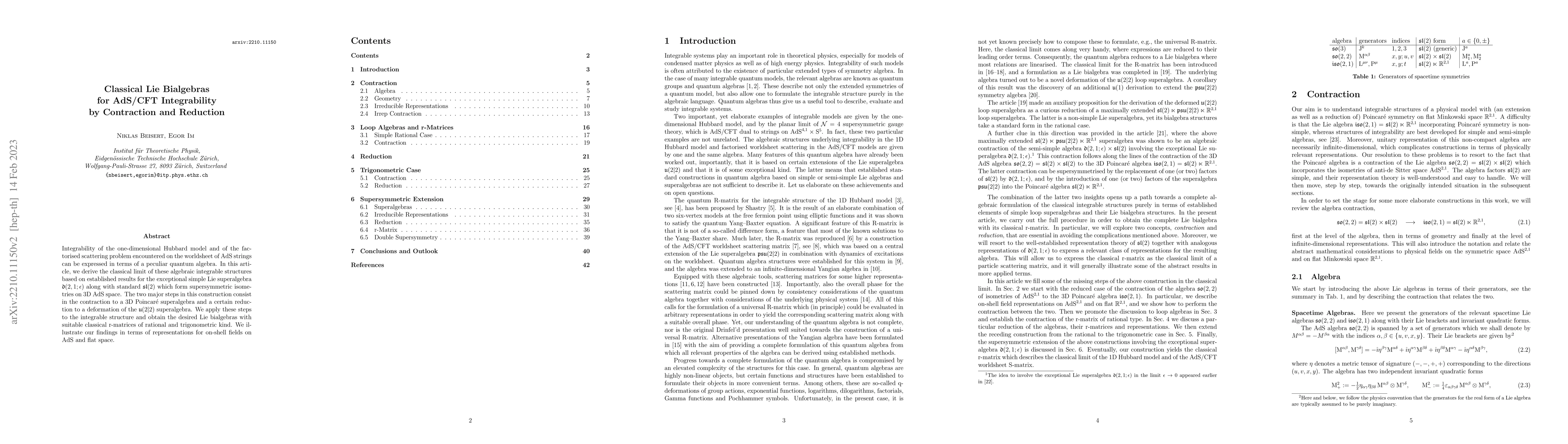 Thumbnail for Classical Lie Bialgebras for AdS/CFT Integrability by Contraction and
  Reduction