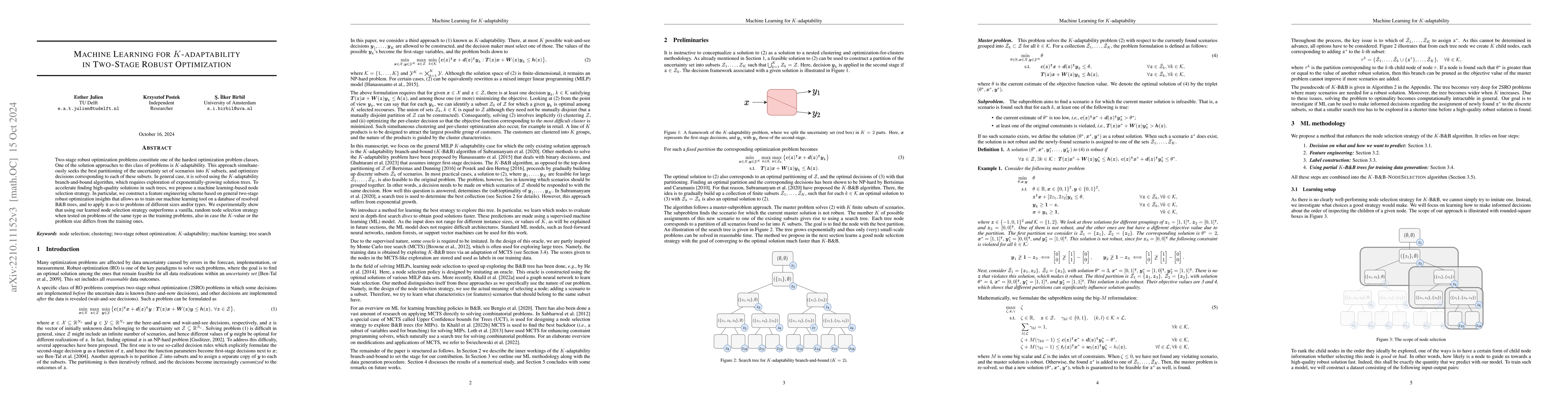 Thumbnail for Machine Learning for K-adaptability in Two-stage Robust Optimization