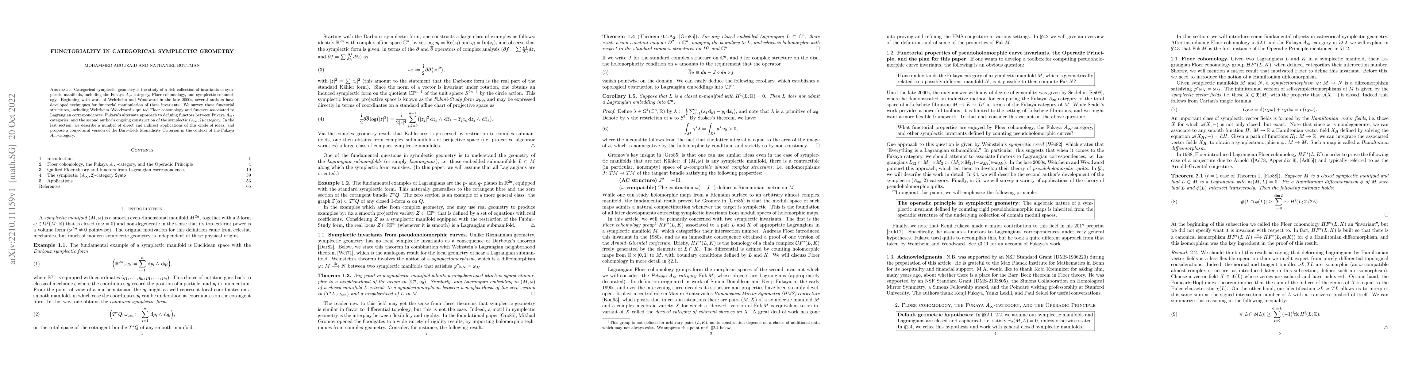 Thumbnail for Functoriality in categorical symplectic geometry