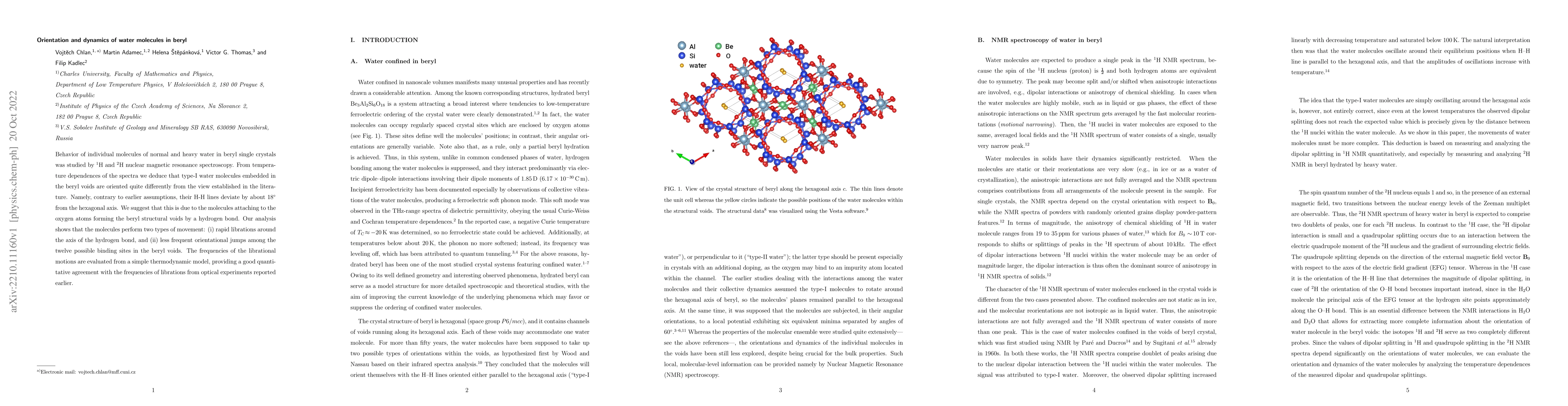 Thumbnail for Orientation and dynamics of water molecules in beryl