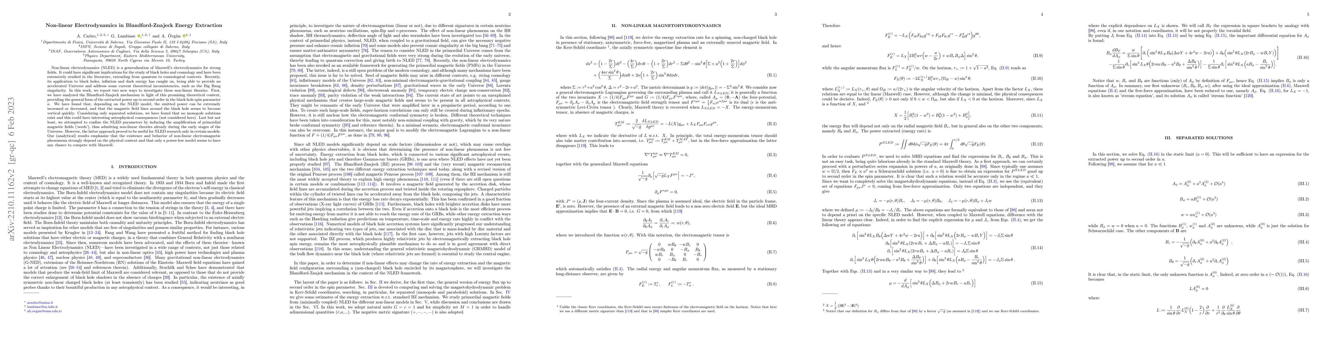 Thumbnail for Non-linear Electrodynamics in Blandford-Znajeck Energy Extraction