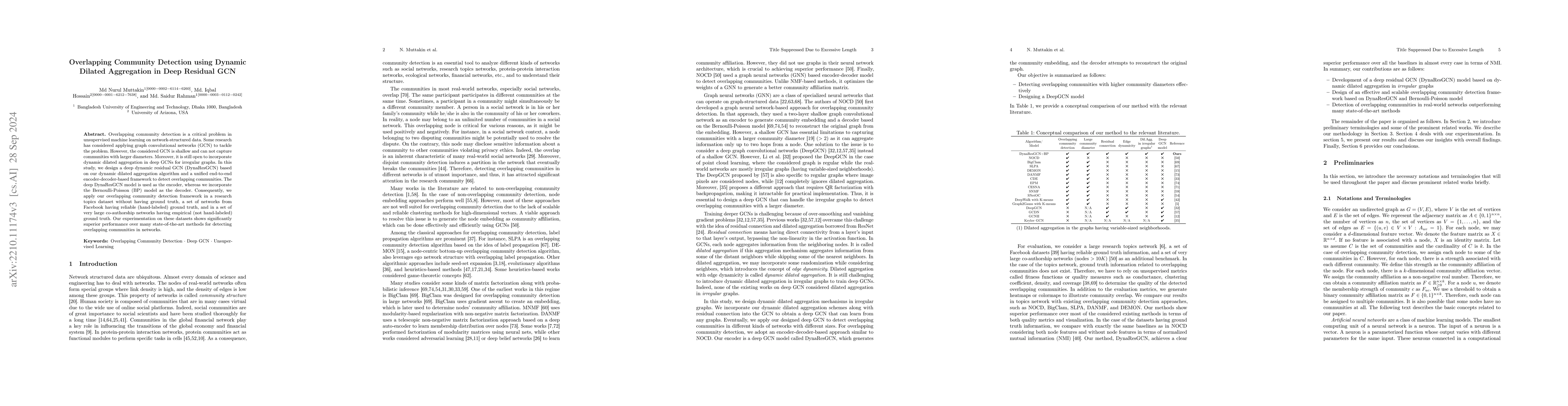 Thumbnail for Overlapping Community Detection using Dynamic Dilated Aggregation in
  Deep Residual GCN