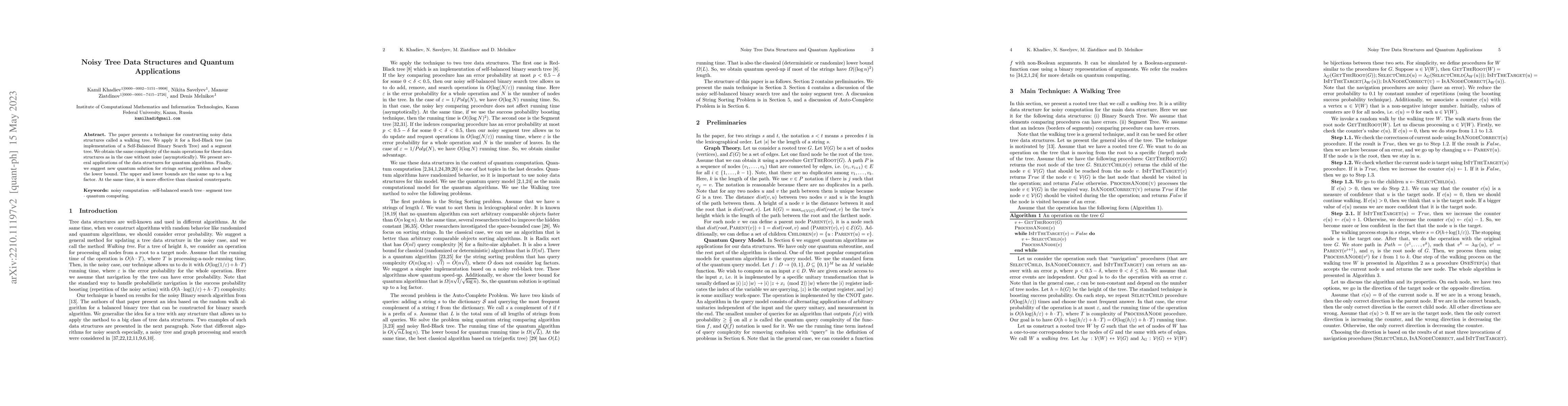 Thumbnail for Noisy Tree Data Structures and Quantum Applications
