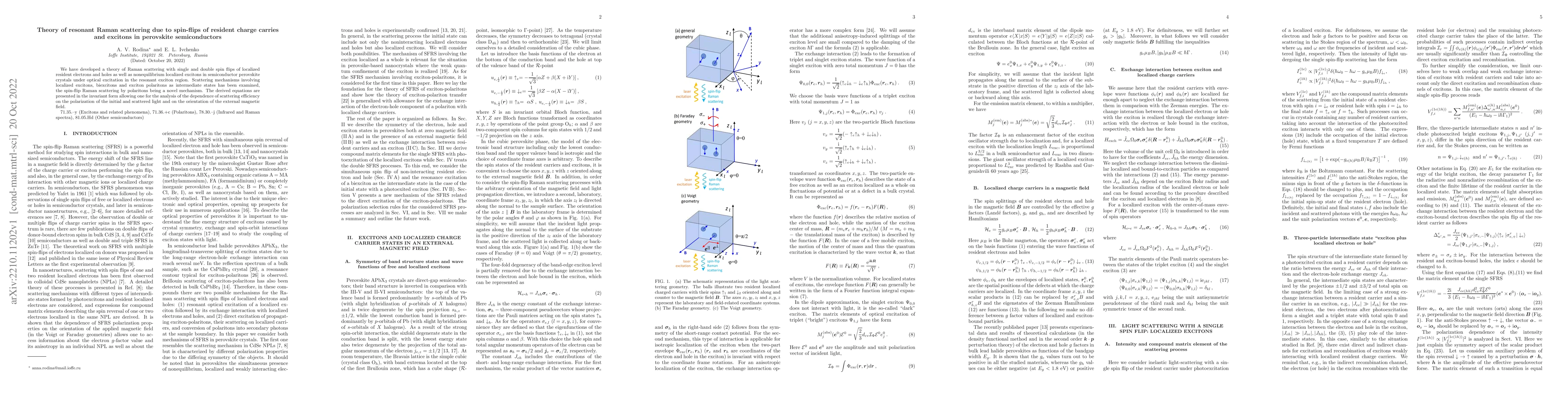 Thumbnail for Theory of resonant Raman scattering due to spin-flips of resident charge
  carries and excitons in perovskite semiconductors