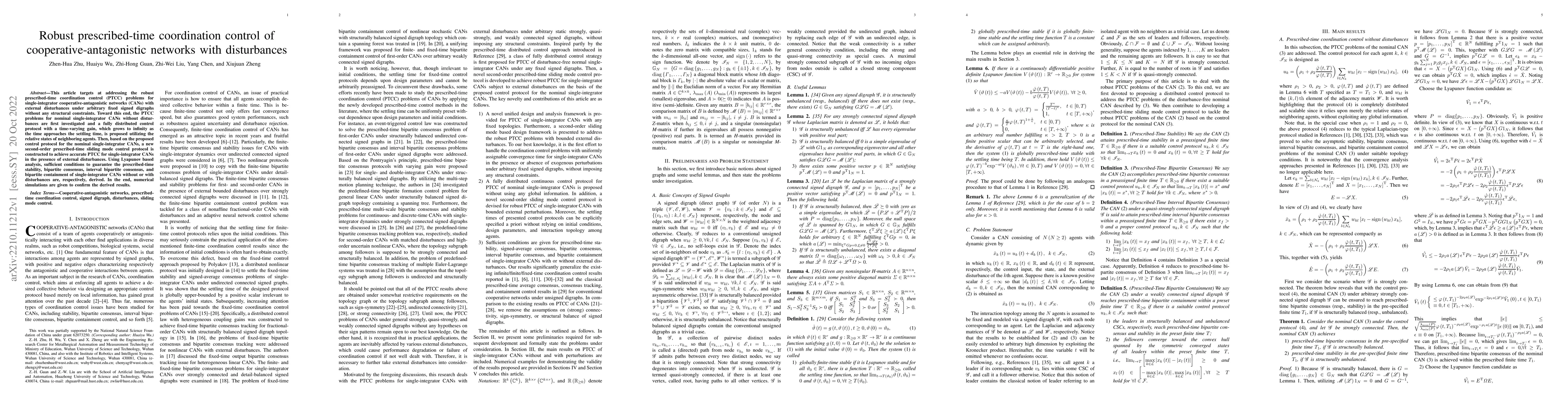 Thumbnail for Robust prescribed-time coordination control of cooperative-antagonistic
  networks with disturbances