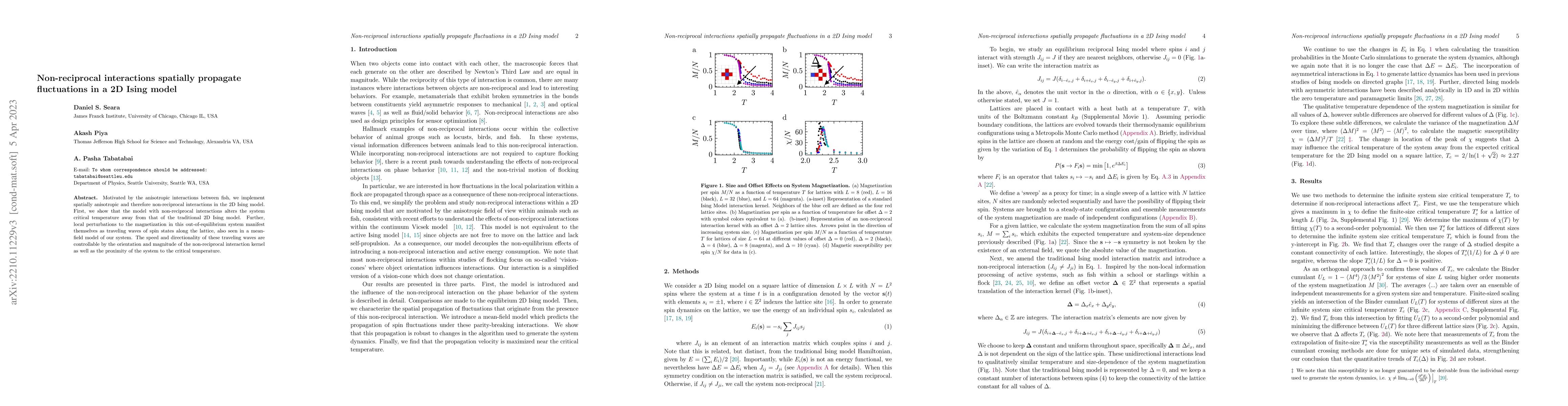 Thumbnail for Non-reciprocal interactions spatially propagate fluctuations in a 2D
  Ising model