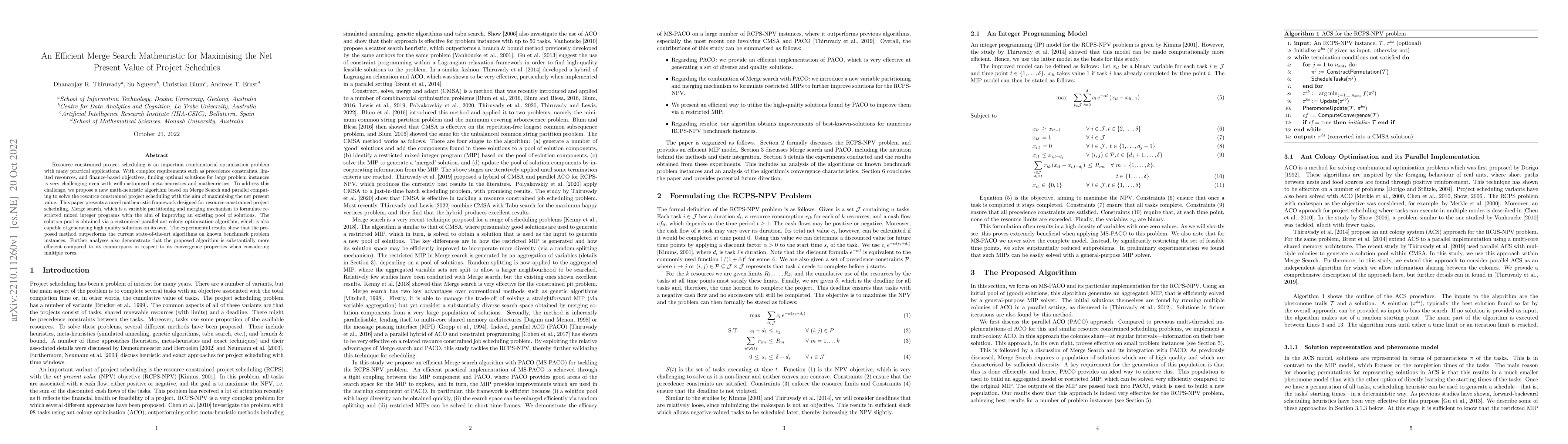 Thumbnail for An Efficient Merge Search Matheuristic for Maximising the Net Present
  Value of Project Schedules