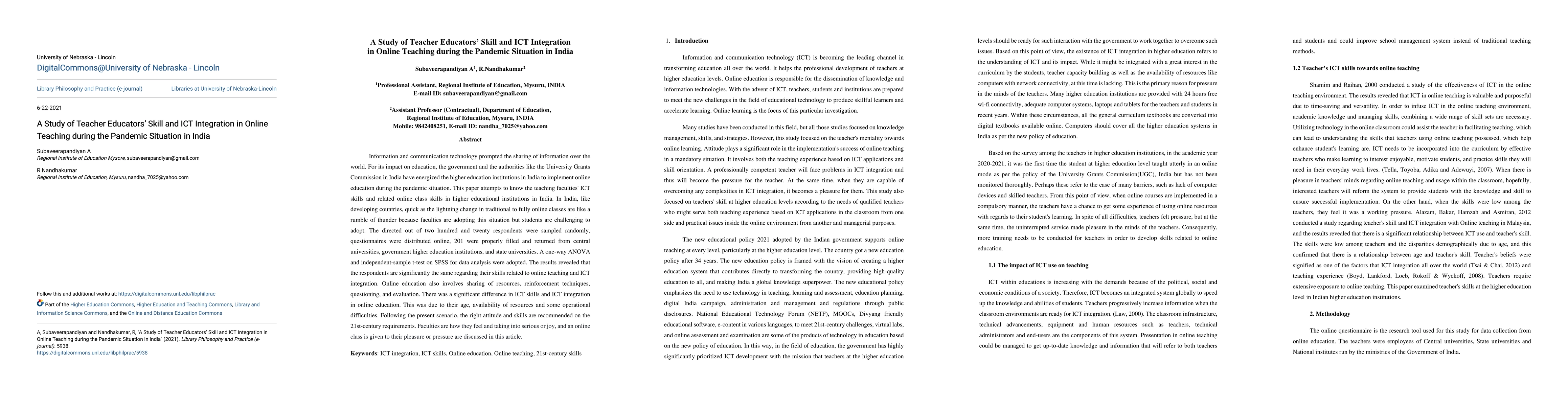 Thumbnail for A Study of Teacher Educators Skill and ICT Integration in Online
  Teaching during the Pandemic Situation in India