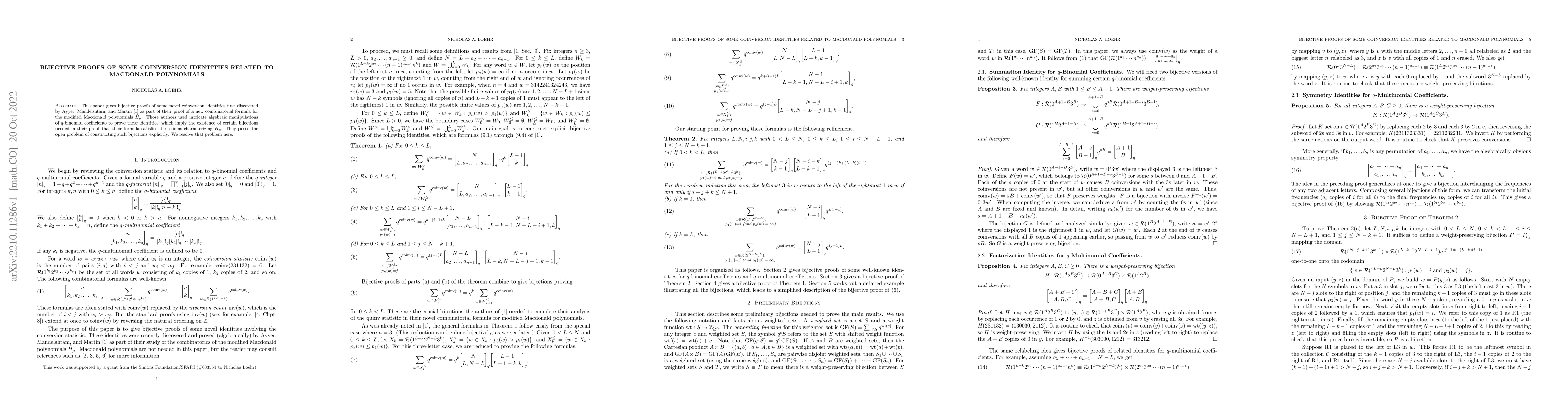 Thumbnail for Bijective proofs of some coinversion identities related to Macdonald
  polynomials