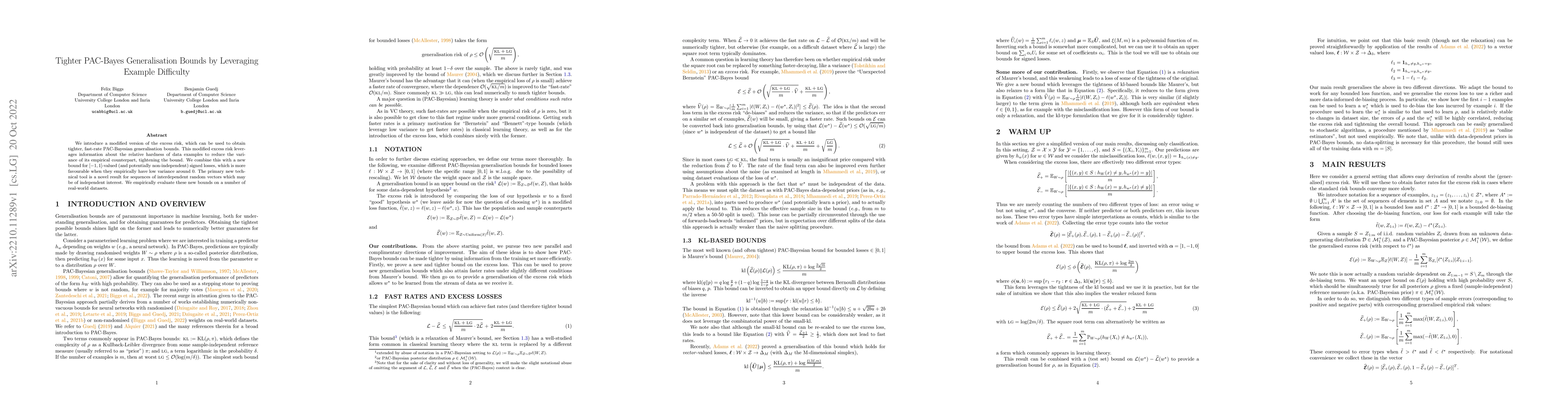 Thumbnail for Tighter PAC-Bayes Generalisation Bounds by Leveraging Example Difficulty