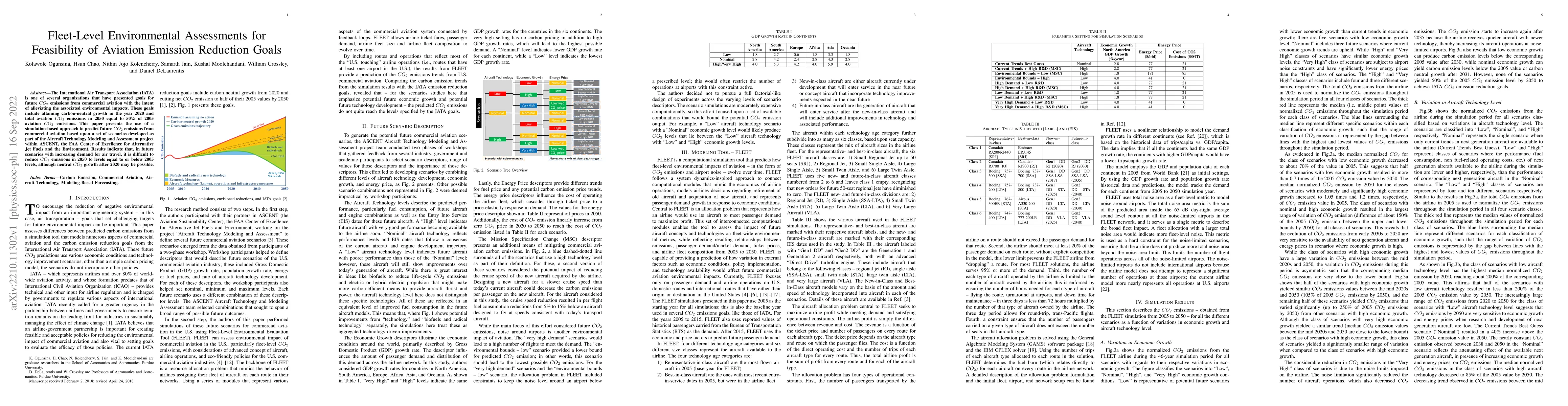 Thumbnail for Fleet-Level Environmental Assessments for Feasibility of Aviation
  Emission Reduction Goals