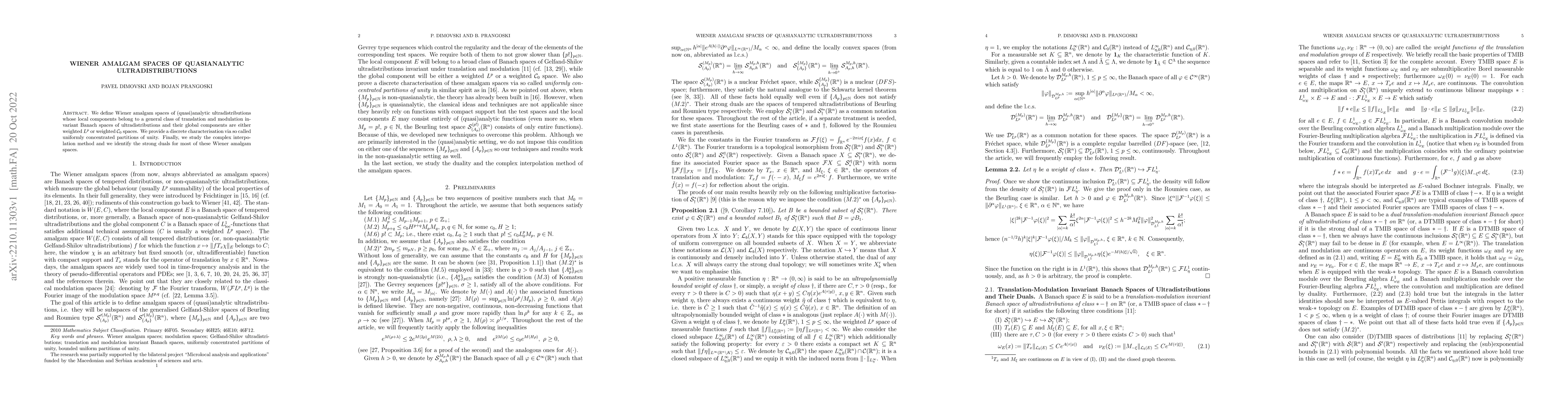 Thumbnail for Wiener amalgam spaces of quasianalytic ultradistributions
