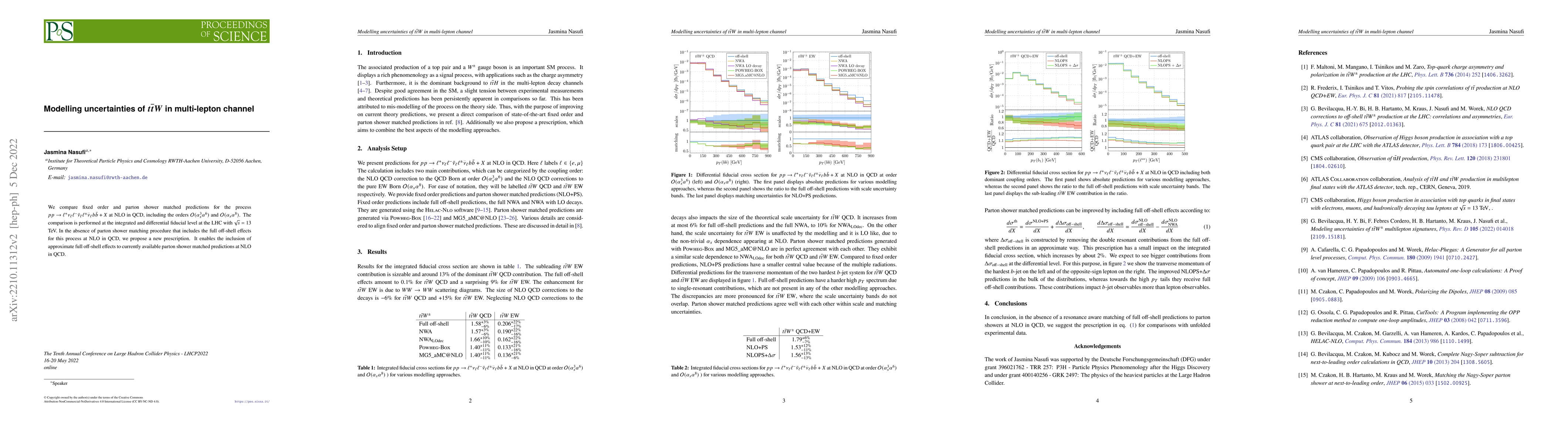 Thumbnail for Modelling uncertainties of $t\overline{t}W$ in multi-lepton channel