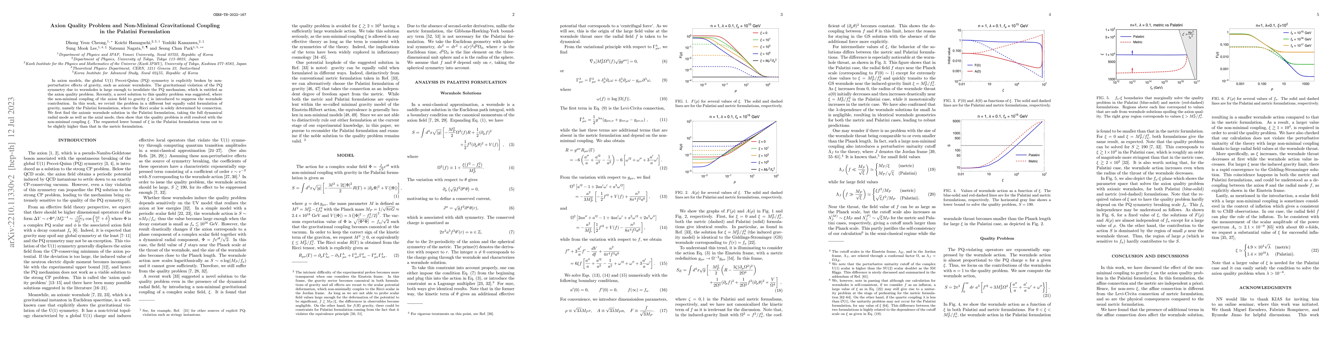 Thumbnail for Axion Quality Problem and Non-Minimal Gravitational Coupling in the
  Palatini Formulation