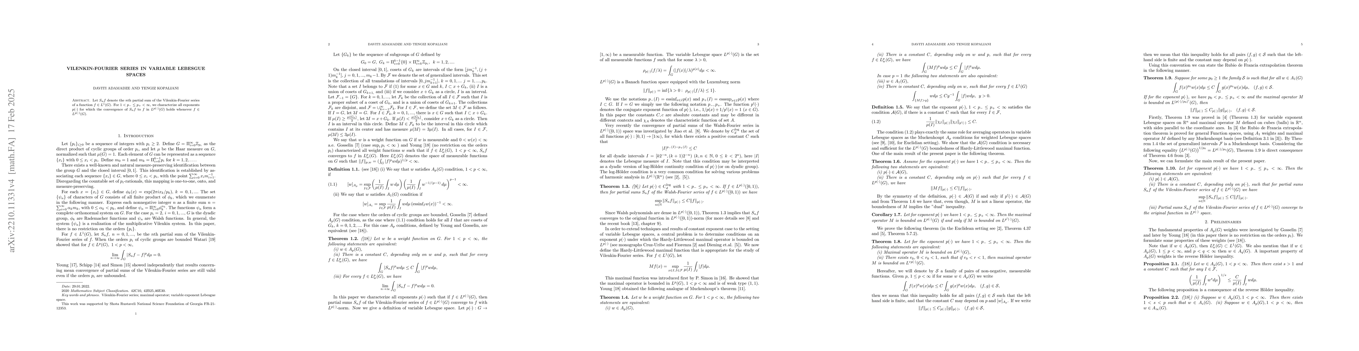 Thumbnail for Vilenkin-Fourier series in variable Lebesgue spaces
