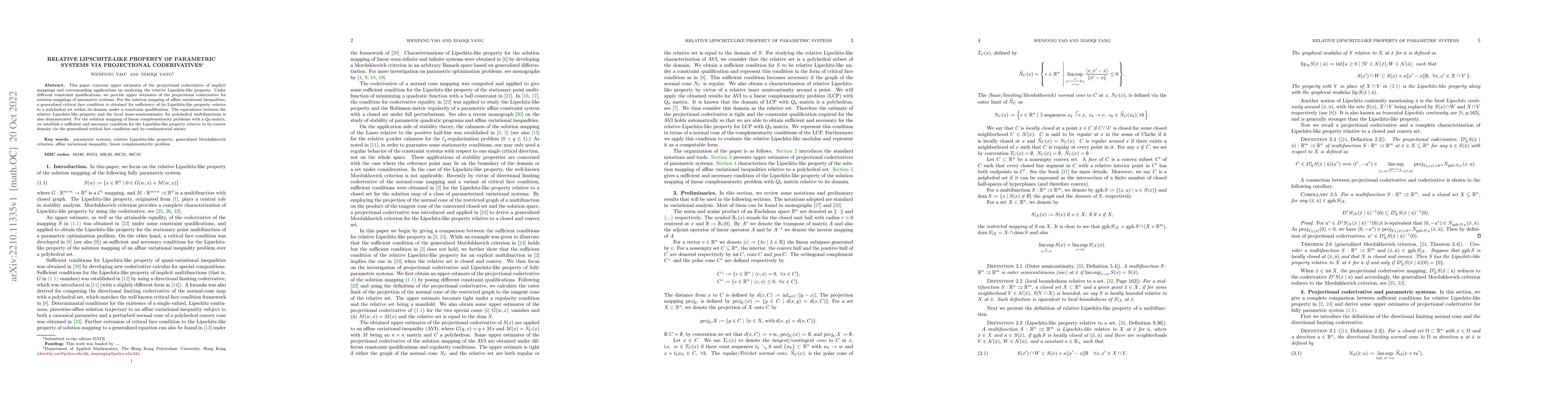 Thumbnail for Relative Lipschitz-like property of parametric systems via projectional
  coderivative