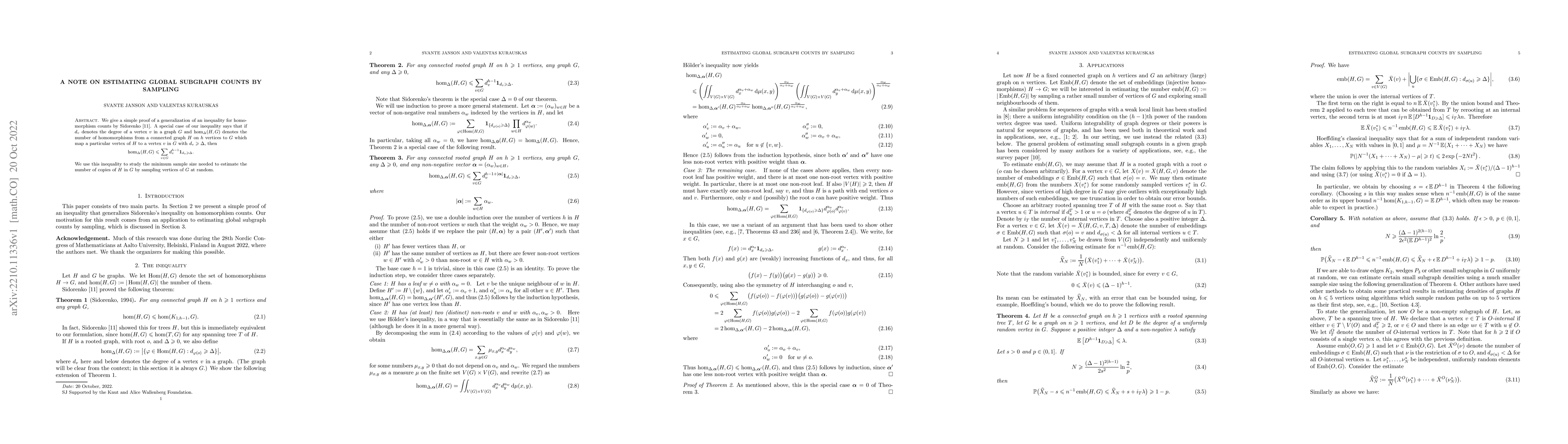 Thumbnail for A note on estimating global subgraph counts by sampling