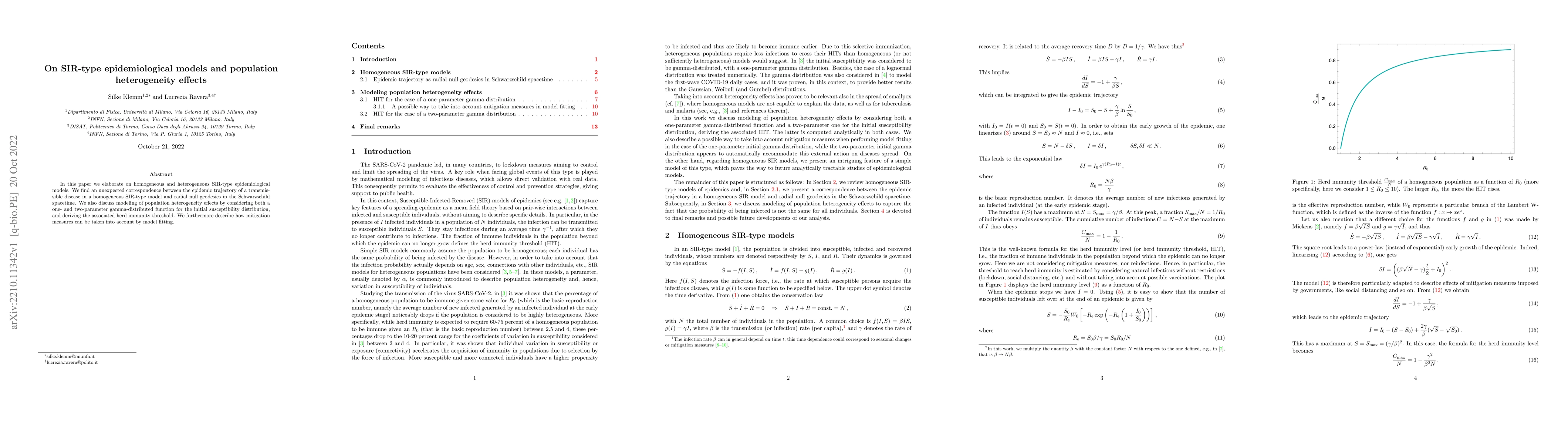Thumbnail for On SIR-type epidemiological models and population heterogeneity effects