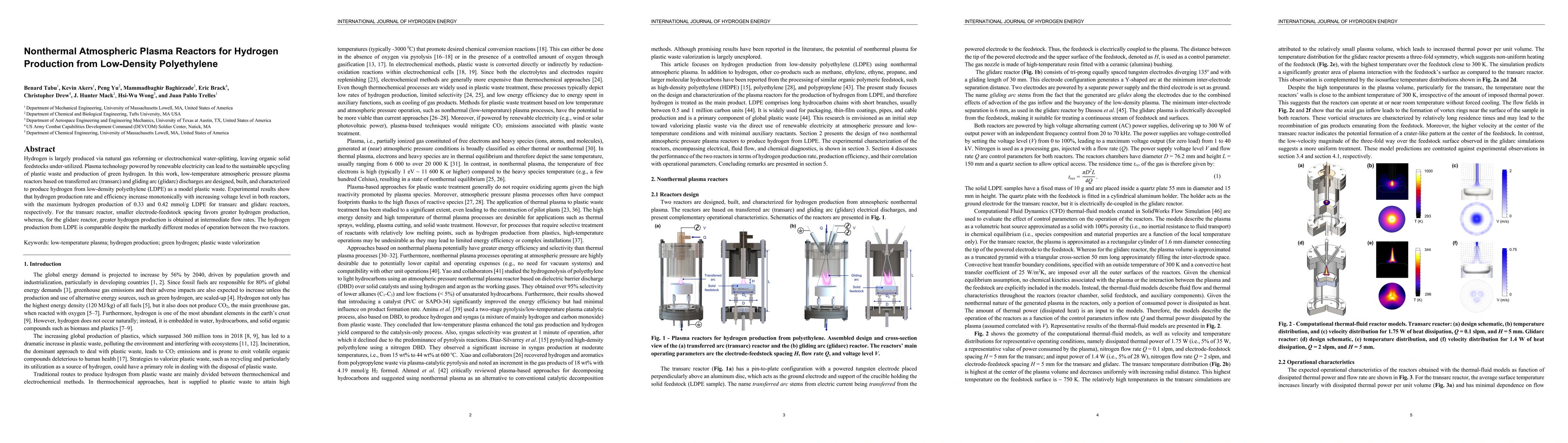 Thumbnail for Nonthermal Atmospheric Plasma Reactors for Hydrogen Production from
  Low-Density Polyethylene