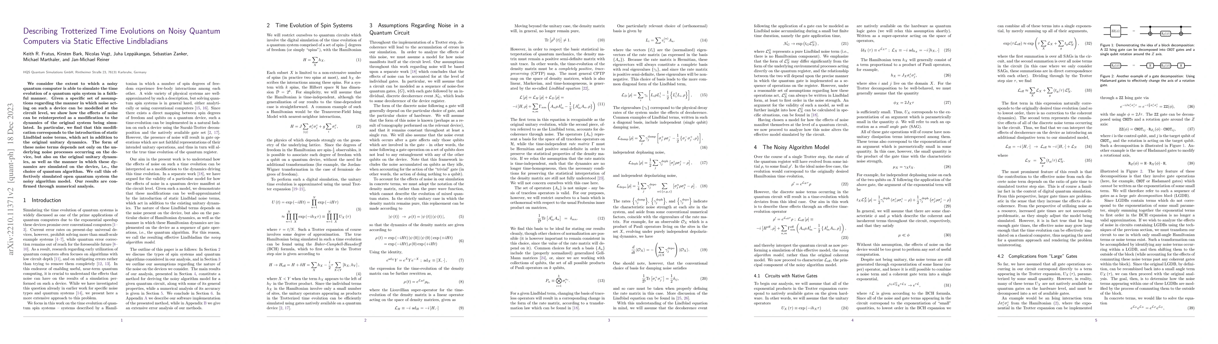 Thumbnail for Describing Trotterized Time Evolutions on Noisy Quantum Computers via
  Static Effective Lindbladians