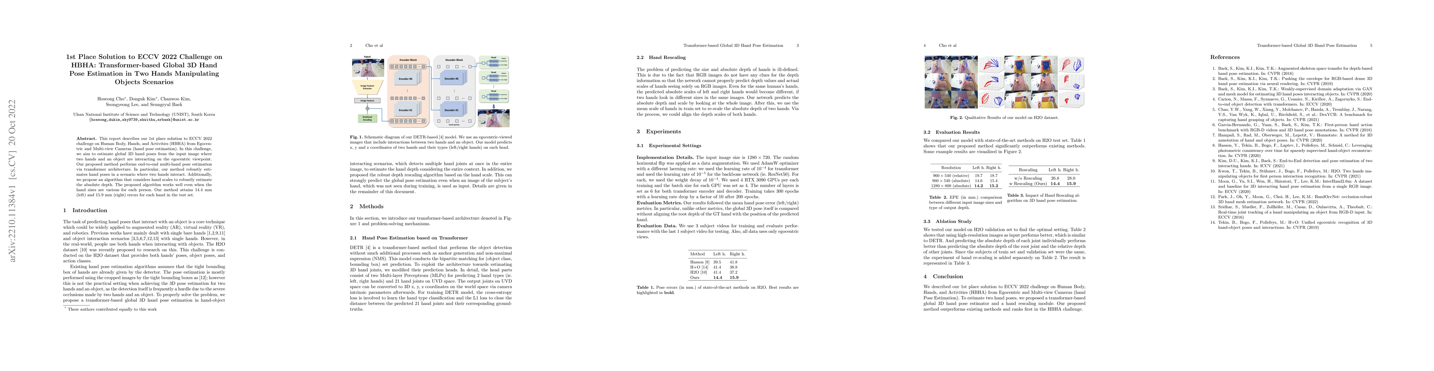 Thumbnail for Transformer-based Global 3D Hand Pose Estimation in Two Hands
  Manipulating Objects Scenarios