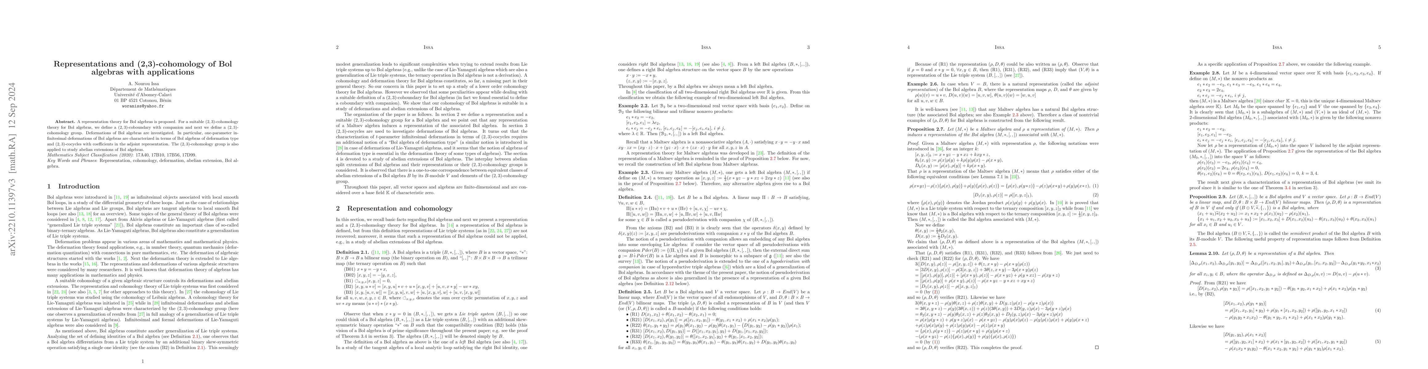 Thumbnail for Representations and (2,3)-cohomology of Bol algebras with applications