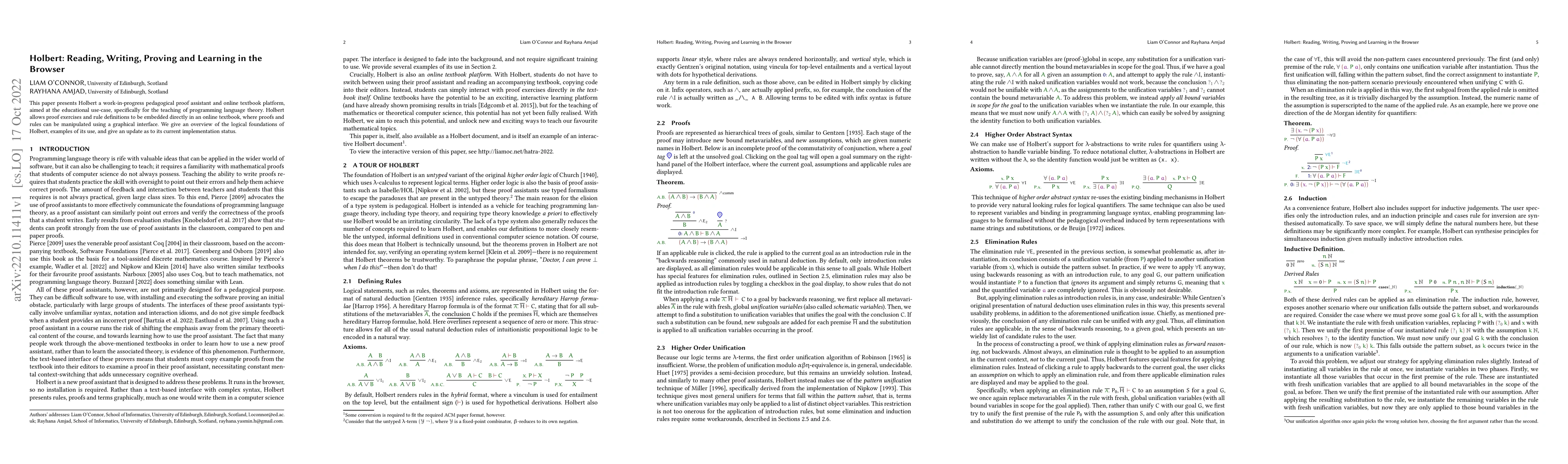 Thumbnail for Holbert: Reading, Writing, Proving and Learning in the Browser