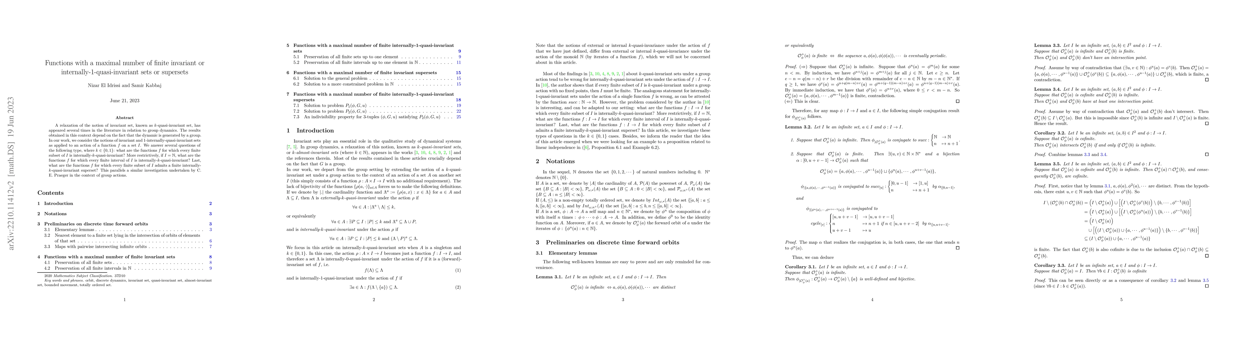 Thumbnail for Functions with a maximal number of finite invariant or
  internally-1-quasi-invariant sets or supersets